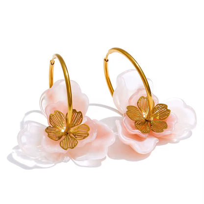 Colorful Resin Flower Statement Earrings