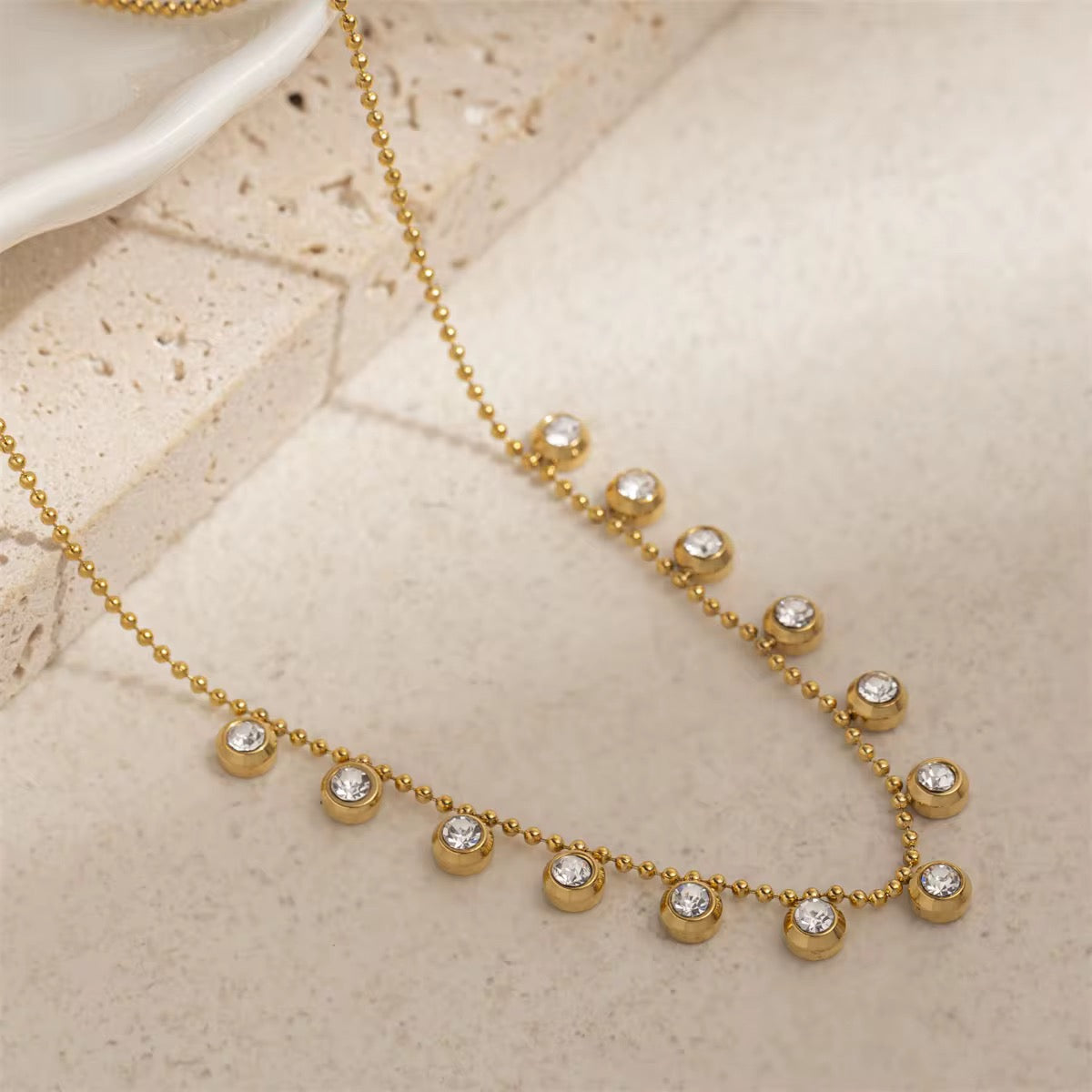 Crystal Drop Gold Necklace