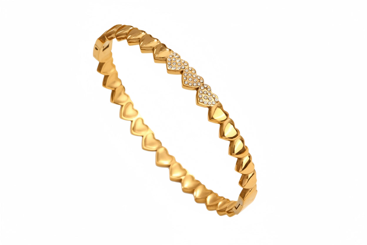Gold Heart Detail Bangle