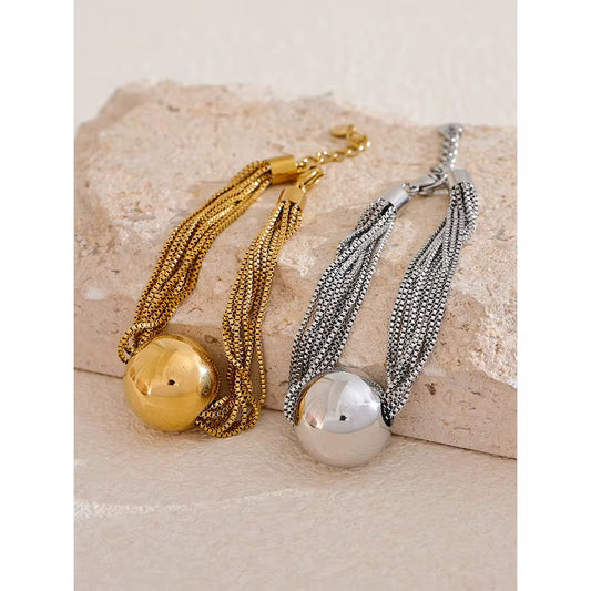 Golden Sphere Multi-Layer Chain Bracelet