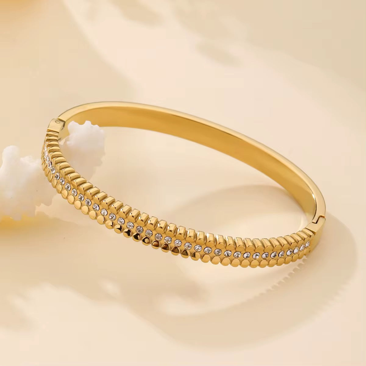 Golden Pavé Edge Bangle