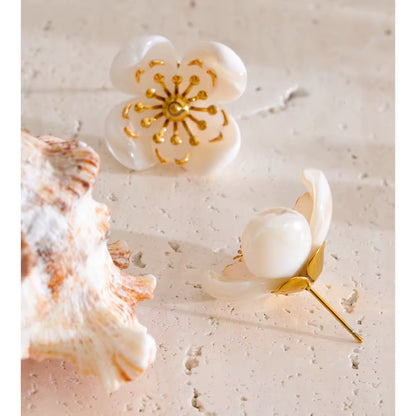 Ivory Blossom Stud Earrings