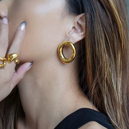 Organic Hollow Oval Earrings