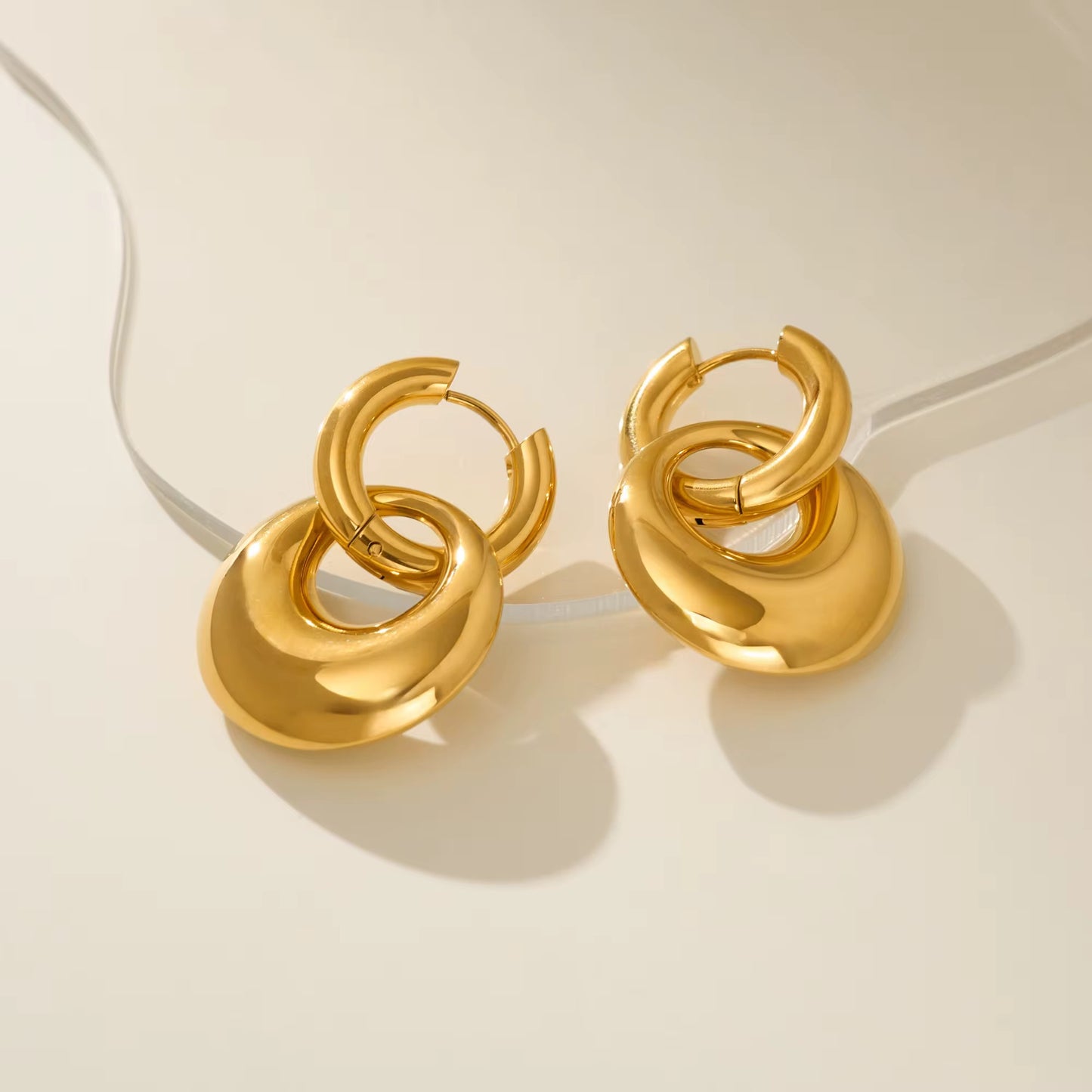 Luxe Double Circle Drop Earrings