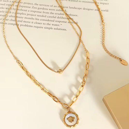 Bee Layered Chain Pendant Necklace