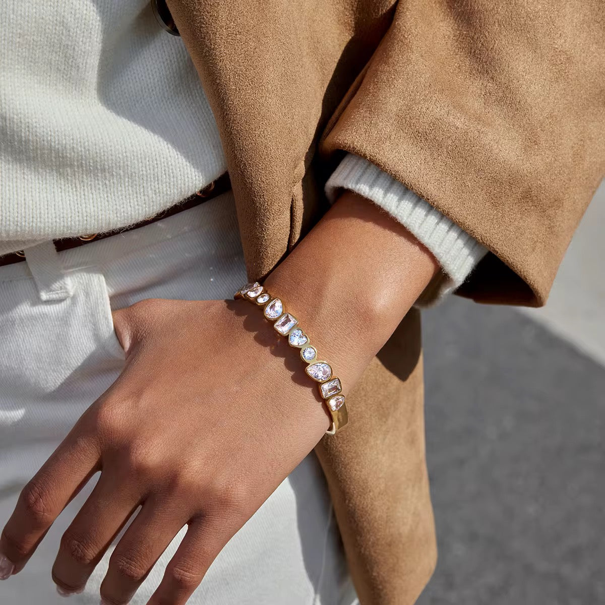 Radiant Mixed-Cut Crystal Bangle