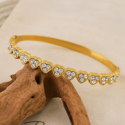 Crystal Heart Tennis Bangle