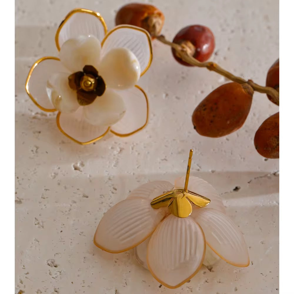 Ivory Bloom Floral Earrings