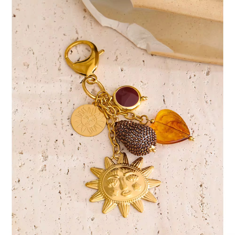 Golden Sun Charm Keychain