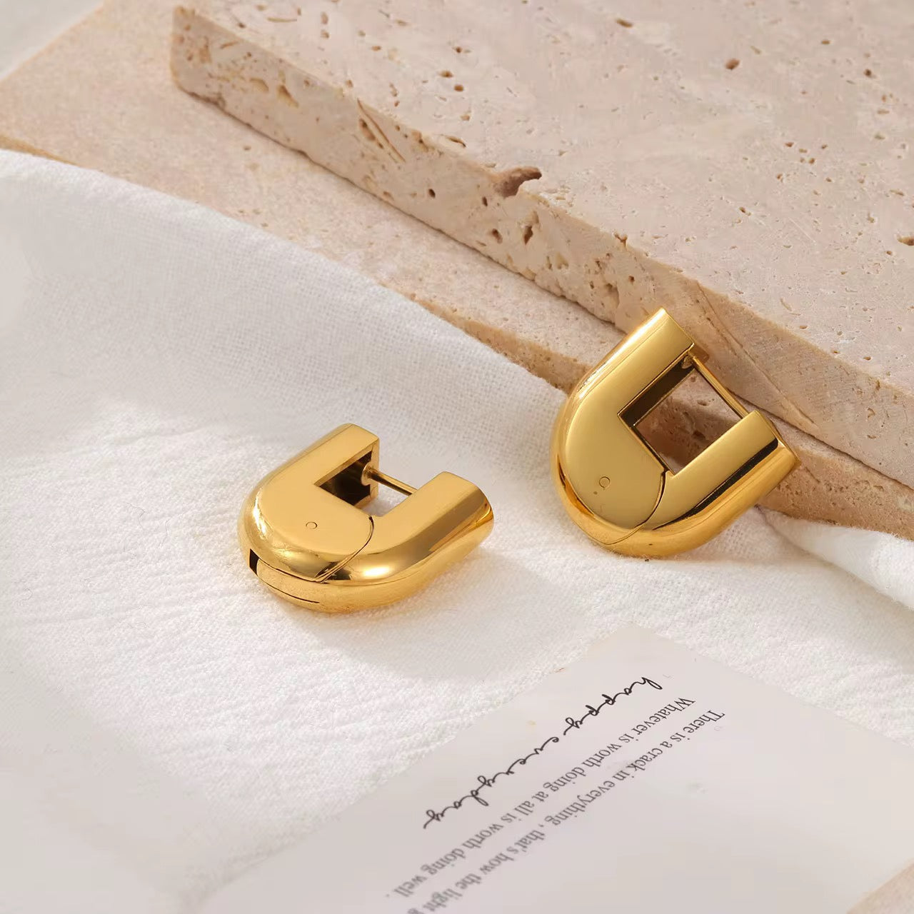 Bold C-Shape Huggie Hoop Earrings