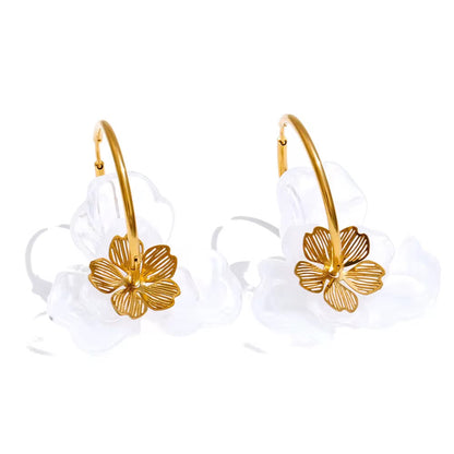 Colorful Resin Flower Statement Earrings