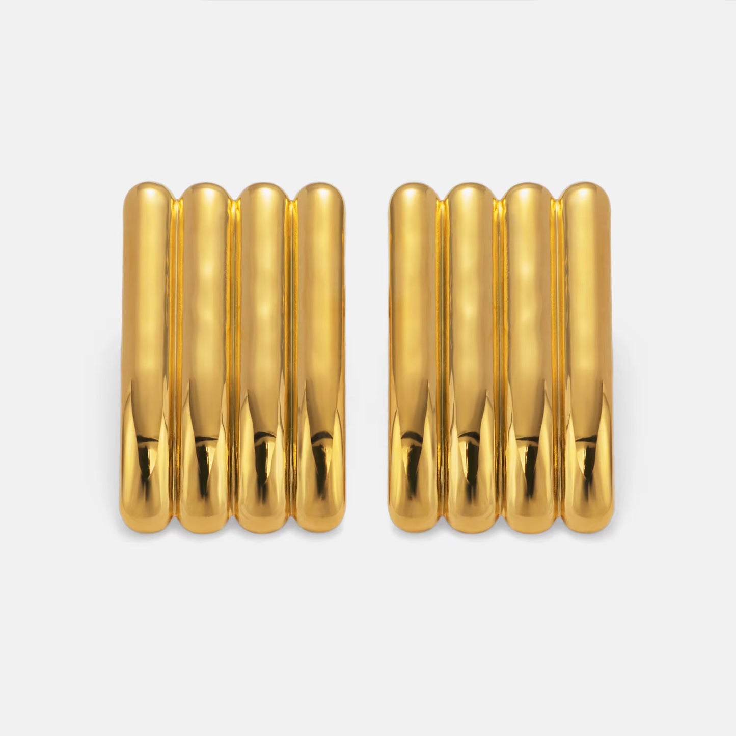 Gold Ribbed Statement Earrings