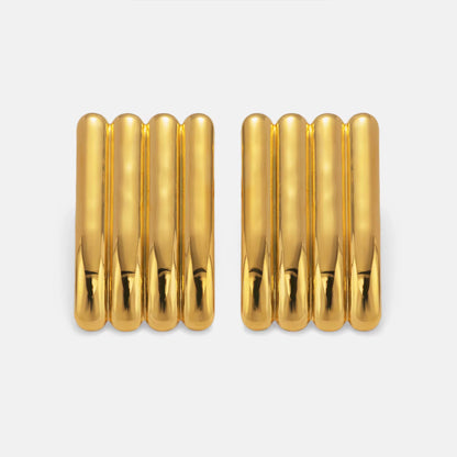 Gold Ribbed Statement Earrings