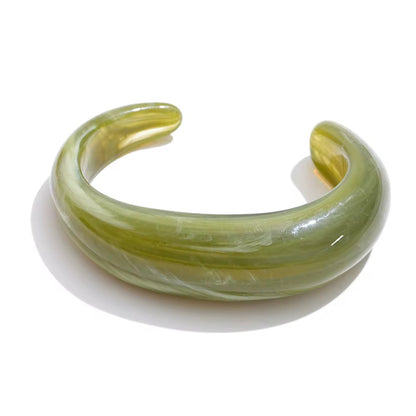 Minimal Glossy Resin Open Cuff Bracelets