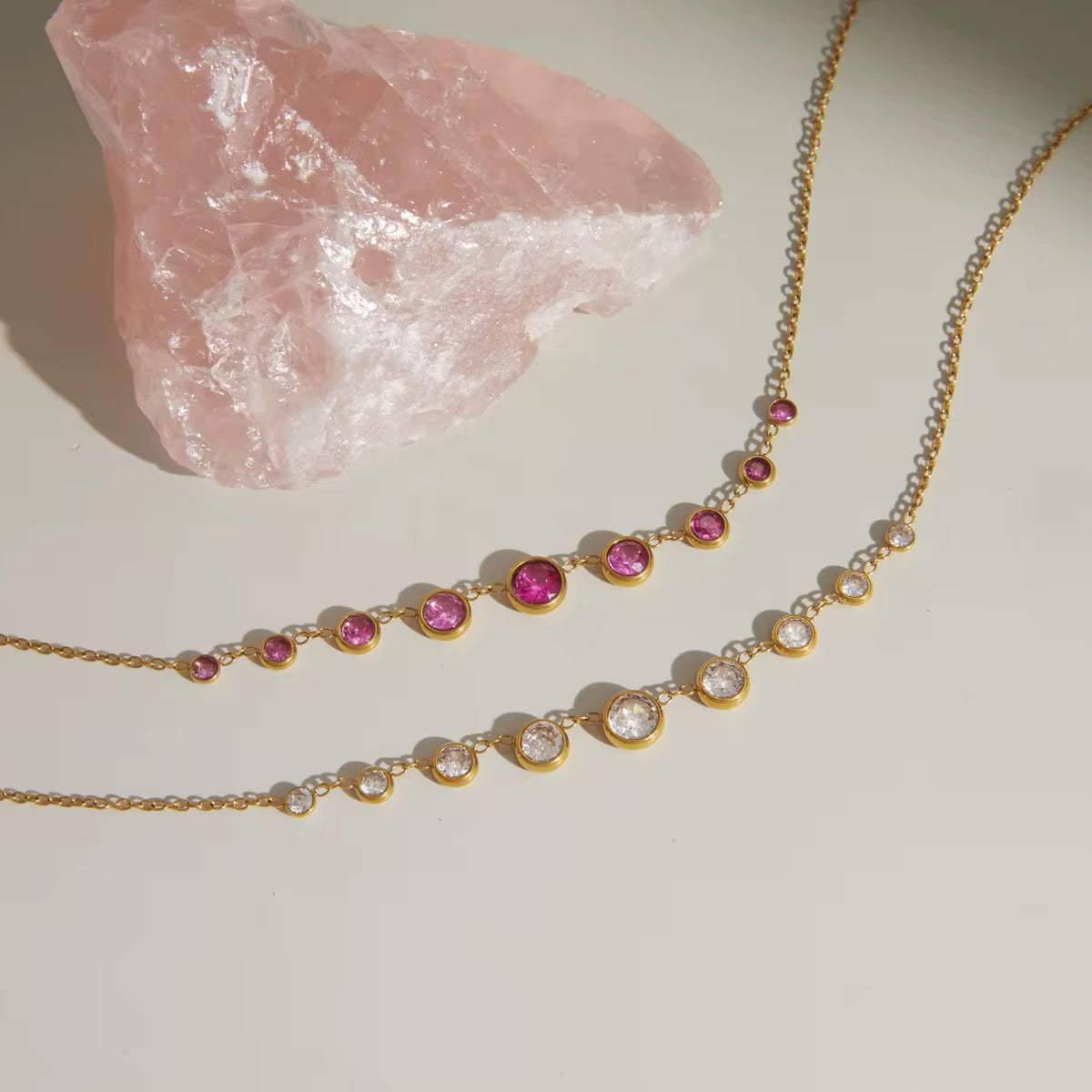 Blush Crystal Layered Necklace