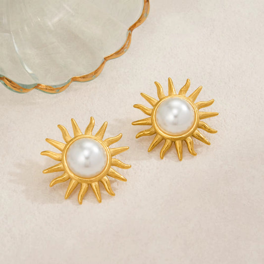 Golden Sun Pearl Earrings
