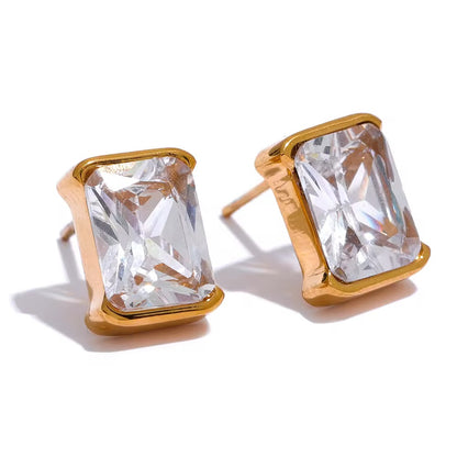 Radiant Square Zircon Stud Earrings