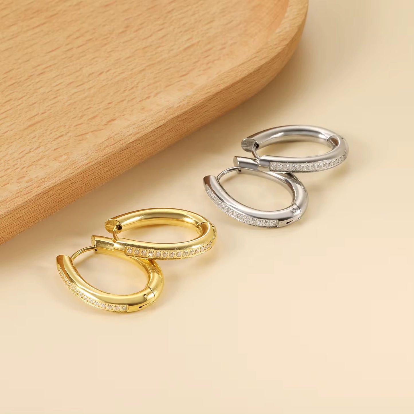 Classic Pave Gold Hoop Earrings