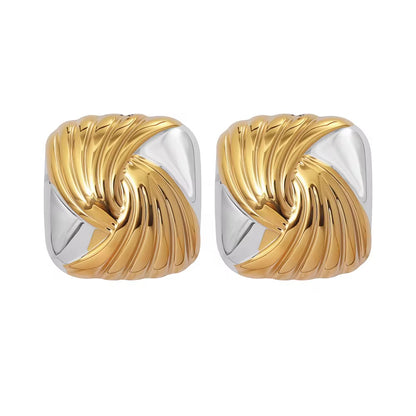 Two-Tone Sculpted Statement Stud Earrings