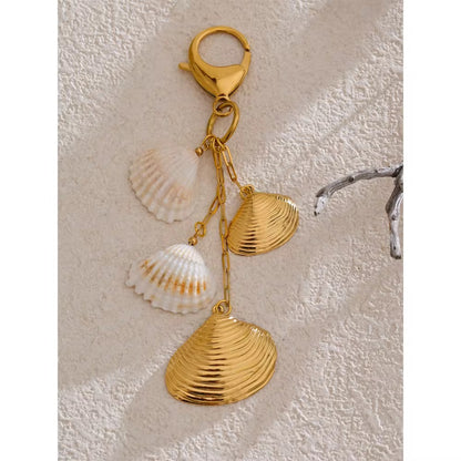 Gold Shell Charm Keychain