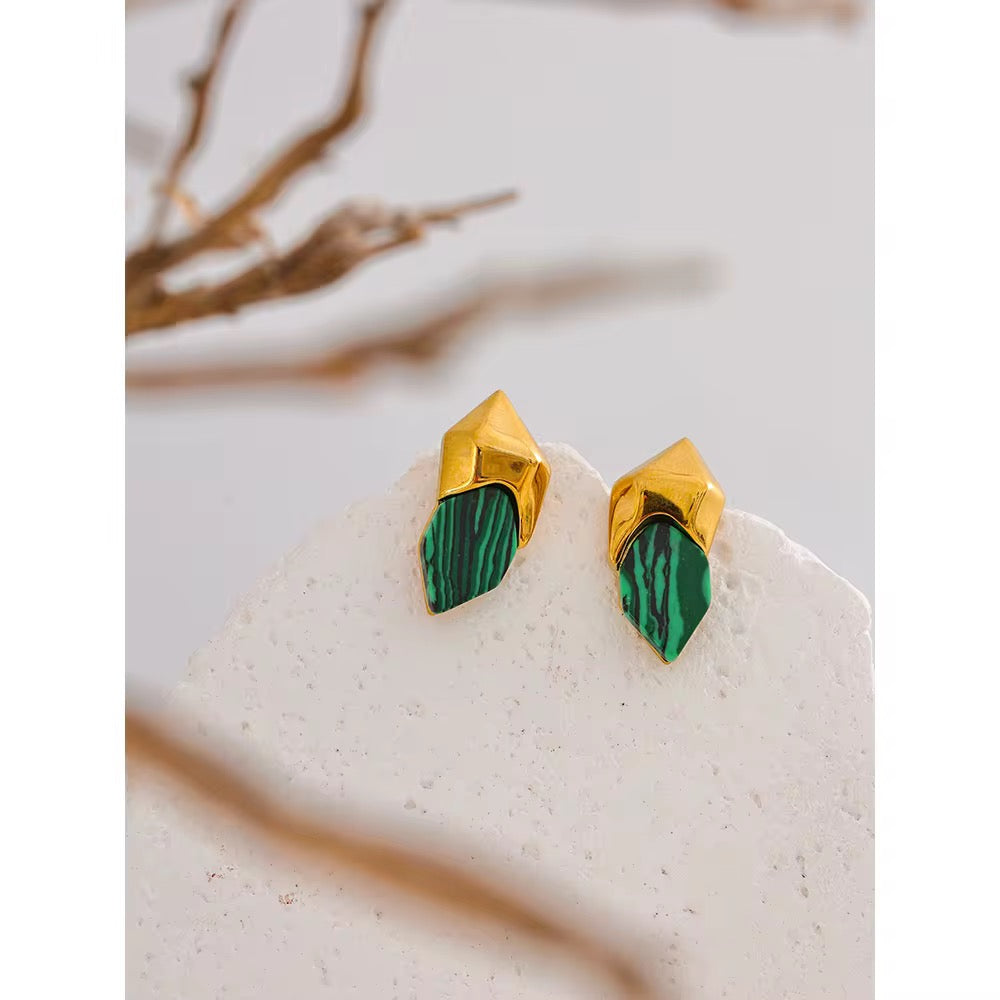Malachite Stone Statement Earrings