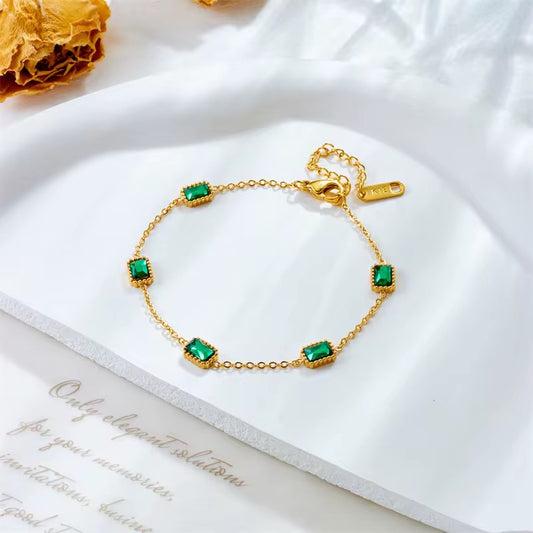 Gold Emerald Crystal Bracelet