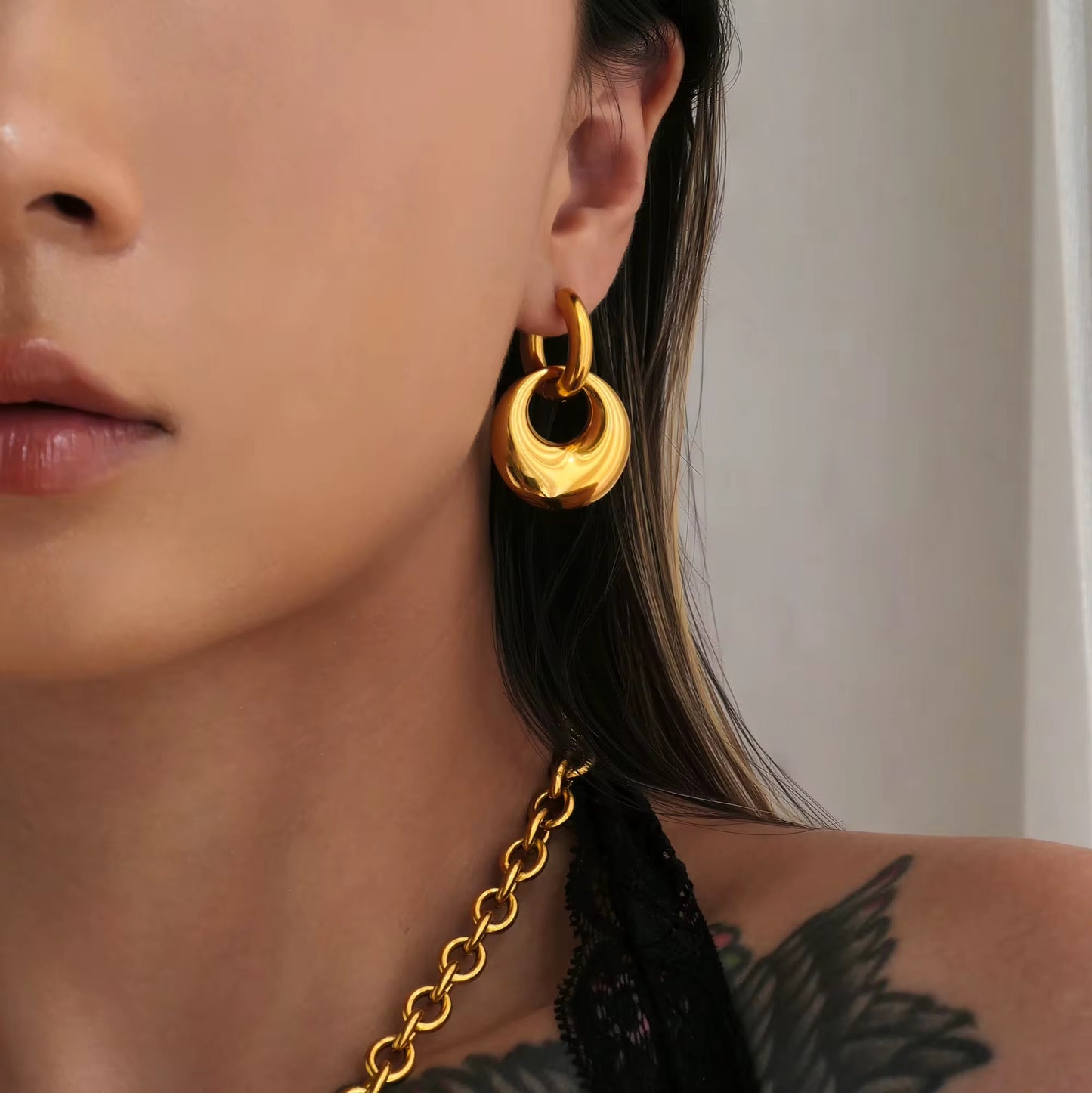 Luxe Double Circle Drop Earrings