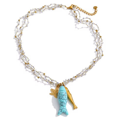 Ocean Charm Turquoise Fish Necklace