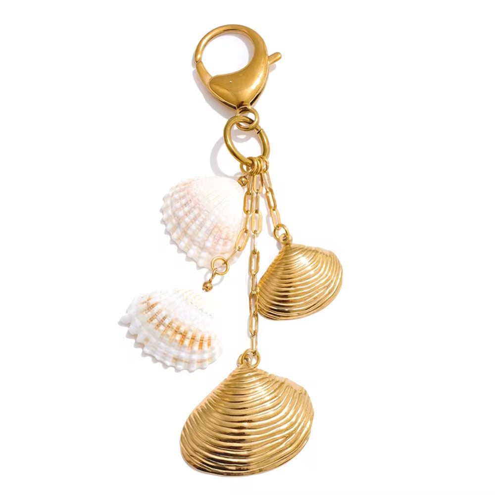 Golden Shell Charm Keychain