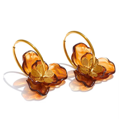 Colorful Resin Flower Statement Earrings