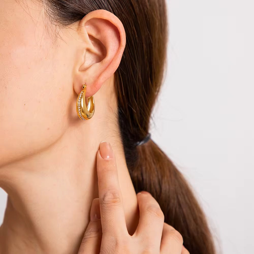 Luxe Crystal Dome Hoop Earrings