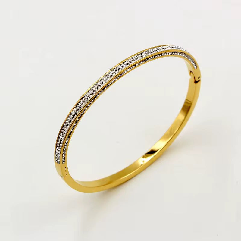 Gold Pavé Zirconia Bangle