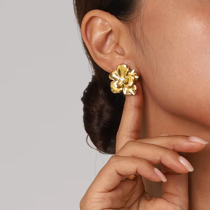 Golden Blossom Crystal Studs