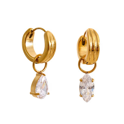 Celeste Crystal Drop Hoop Earrings