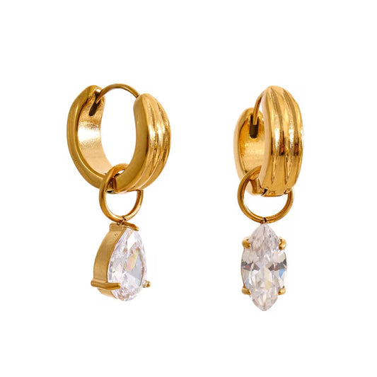 Celeste Crystal Drop Hoop Earrings