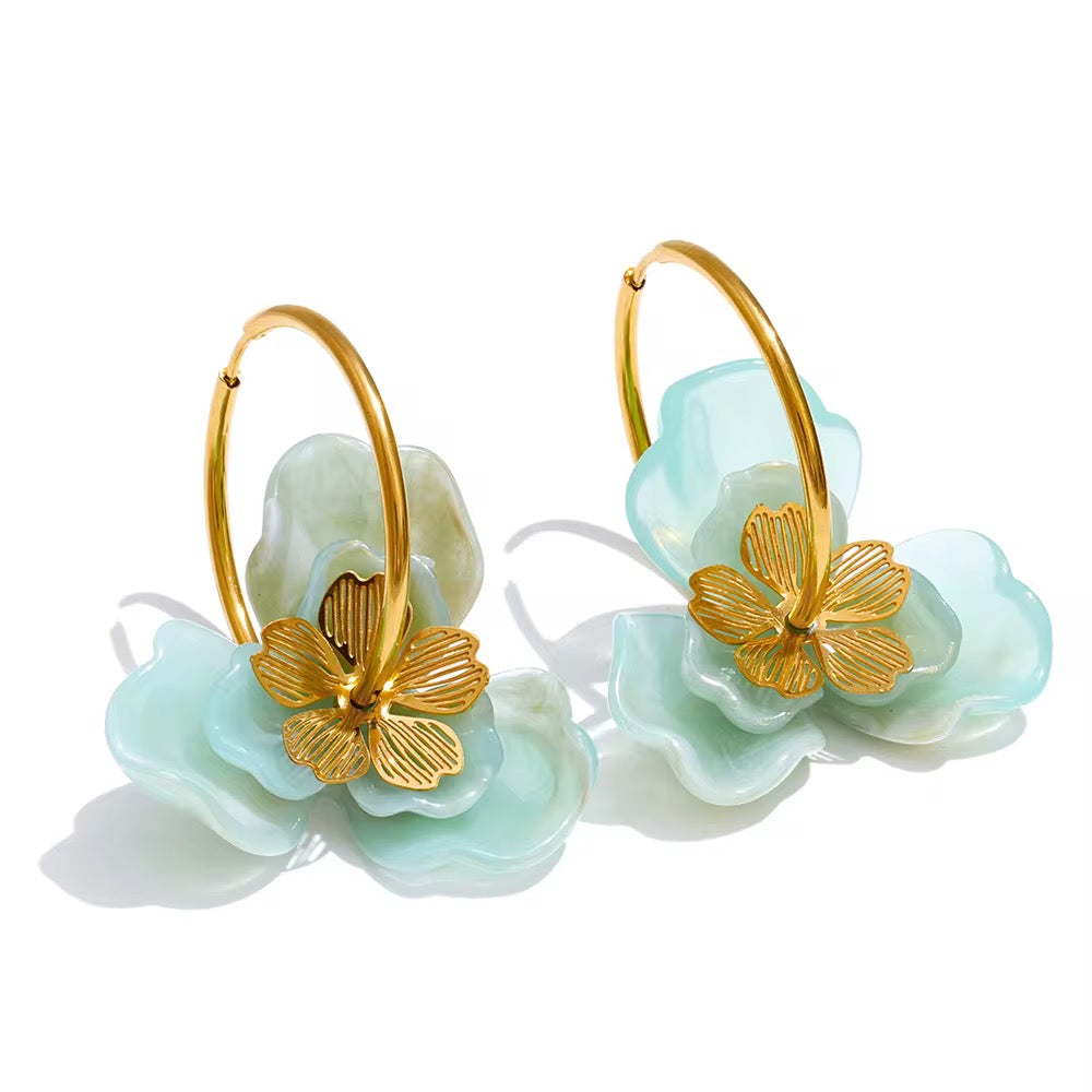 Colorful Resin Flower Statement Earrings