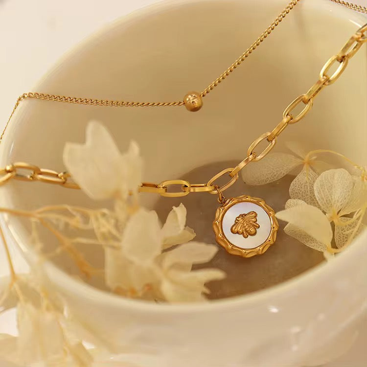 Bee Layered Chain Pendant Necklace