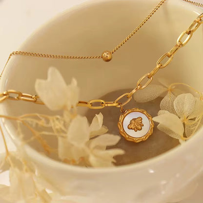 Bee Layered Chain Pendant Necklace