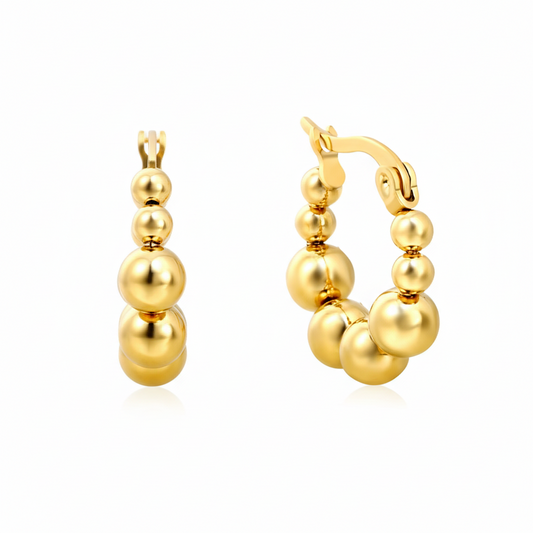Golden Ball Hoop Earrings