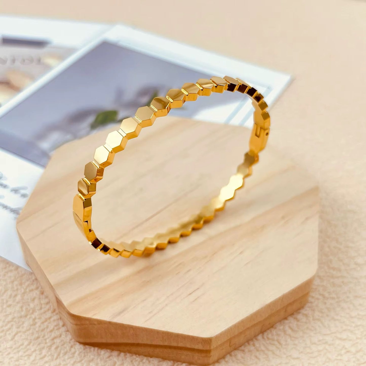 Honeycomb Geometric Gold Bracelet