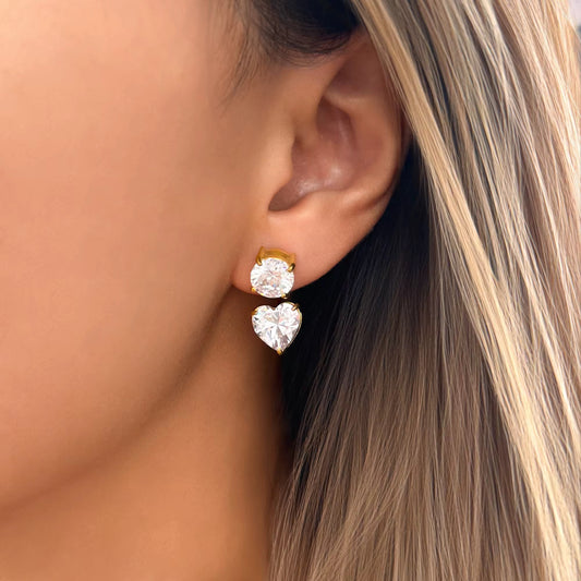 Crystal Heart Drop Earrings