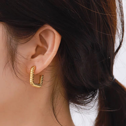 Chunky Ribbed Square Hoop Earrings