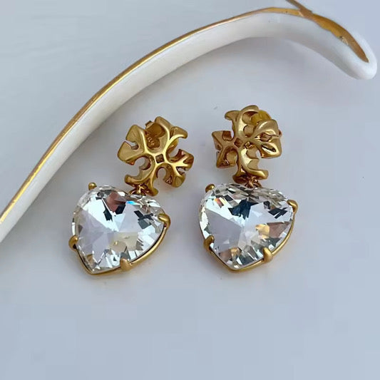 Crystal Heart Drop Earrings