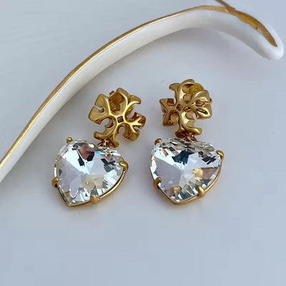 Crystal Heart Drop Earrings