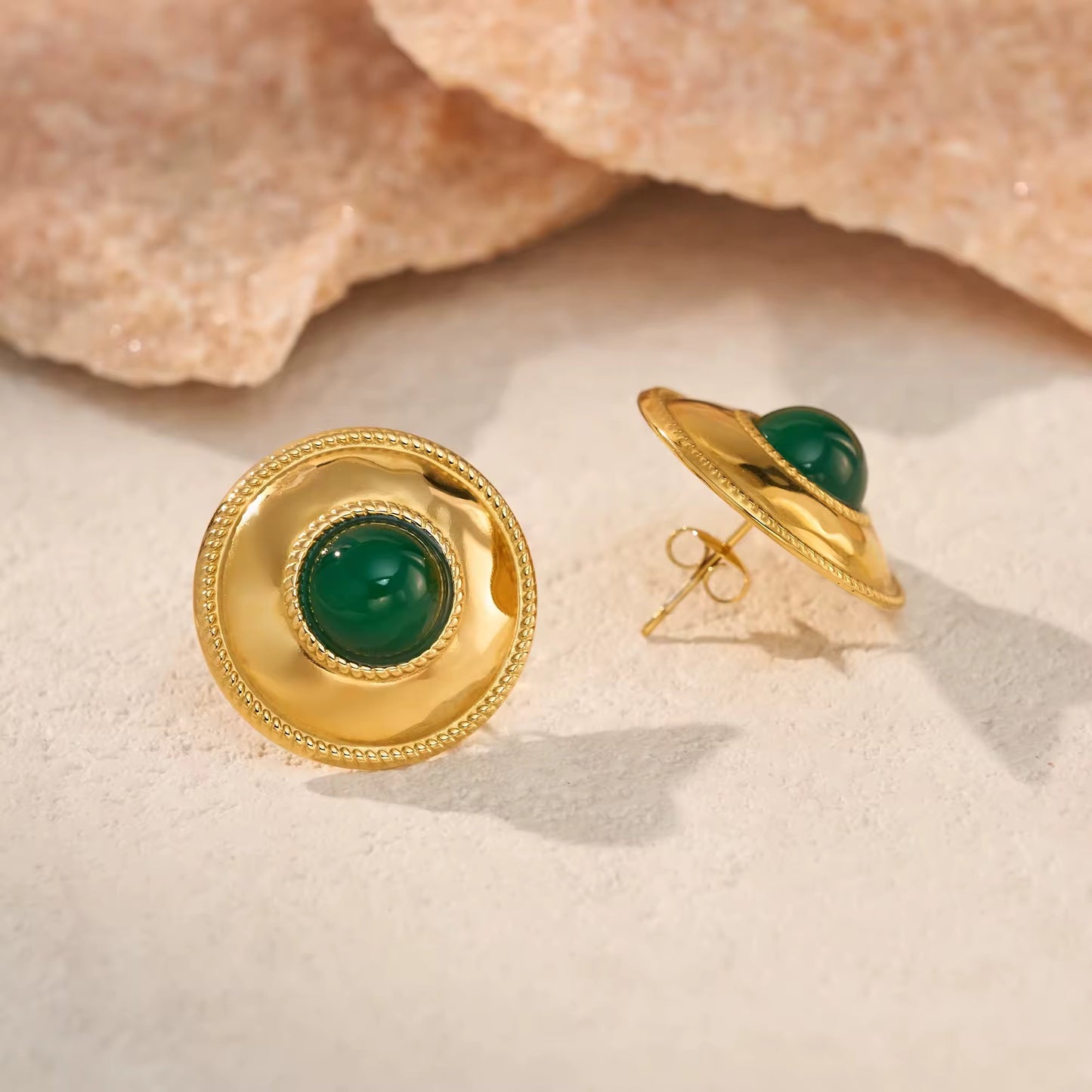 Emerald Luxe Medallion Stud