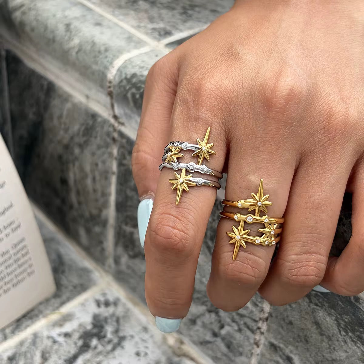 Celestial Starburst Adjustable Ring