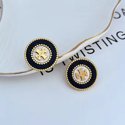 Vintage Cross Medallion Stud Earrings