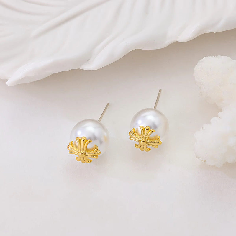 Minimalist Cross Gold Stud Earrings