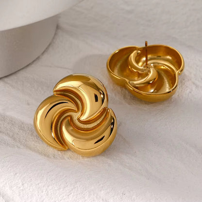 Golden Swirl Statement Earrings