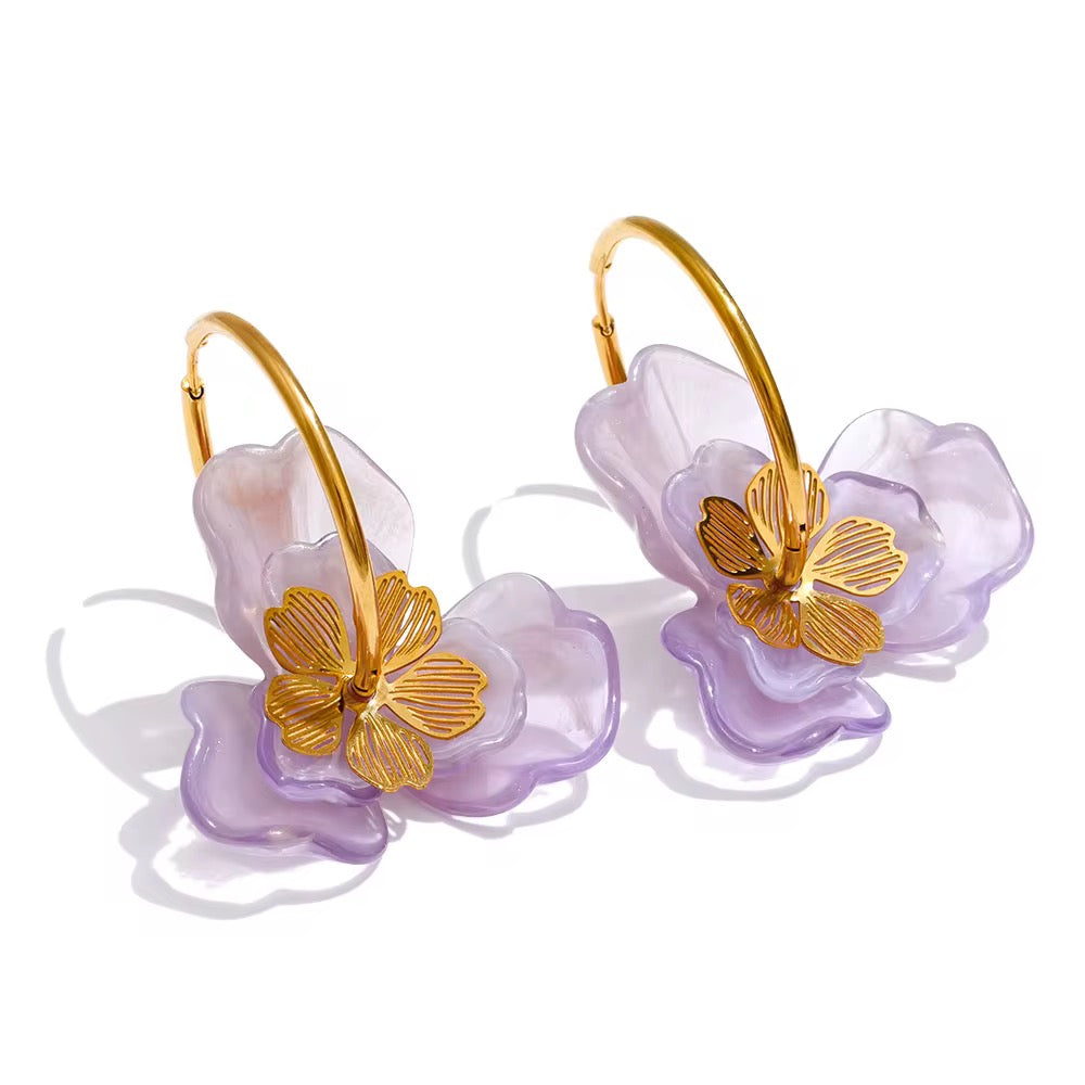 Colorful Resin Flower Statement Earrings
